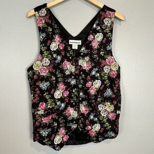 Vintage Floral Waistcoat Vest Women's XL Beaded Sequins 90s Intentions NWT